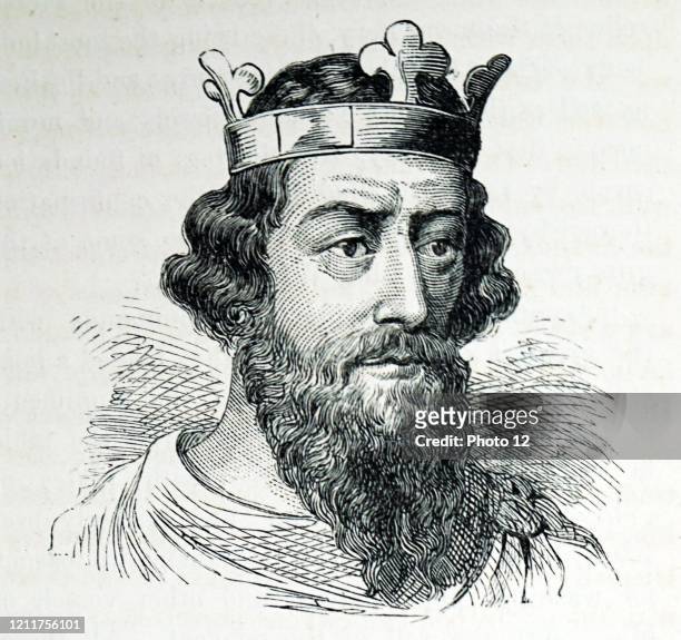 Portrait of King Alfred , also known as, Alfred the Great. Dated 9th Century.