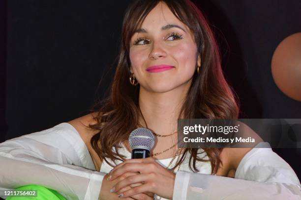 Singer of Matisse band Melissa Robles listen and respond to the Media during a Press Conference at Pinche Gringo on March 10, 2020 in Mexico City,...