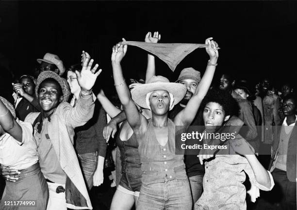 Youth celebrating at the Notting Hill Carnival, London, UK, 31st August 1976.