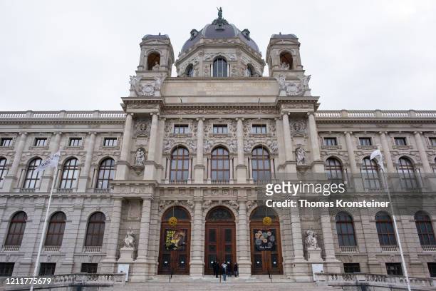 Museum staff inform people about the closure of the Kunsthistorisches Museum due to coronavirus on March 11, 2020 in Vienna, Austria. To help combat...