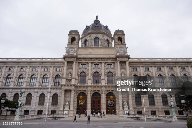 Museum staff inform people about the closure of the Kunsthistorisches Museum due to coronavirus on March 11, 2020 in Vienna, Austria. To help combat...