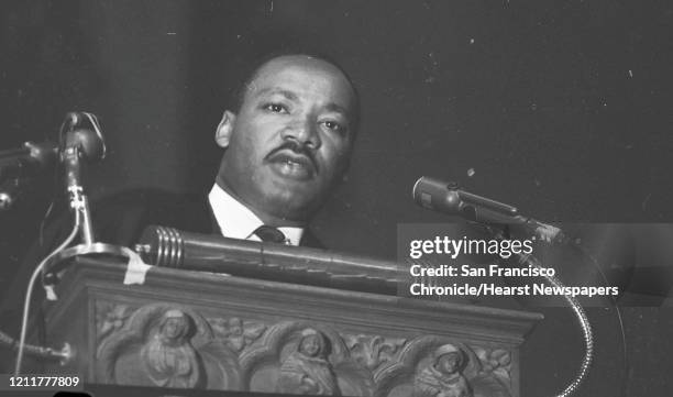 Reverend Martin Luther King arrives in the San Francisco To speak at Grace Cathedral and the KRON studios for an episode of Meet the Press, March 28,...