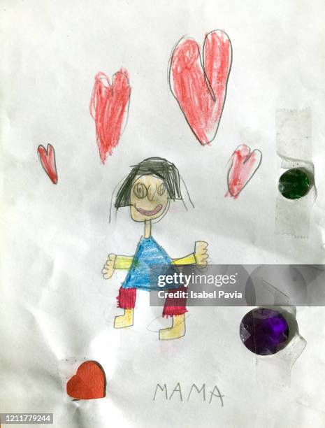 child drawing for mom - kids drawings stock pictures, royalty-free photos & images