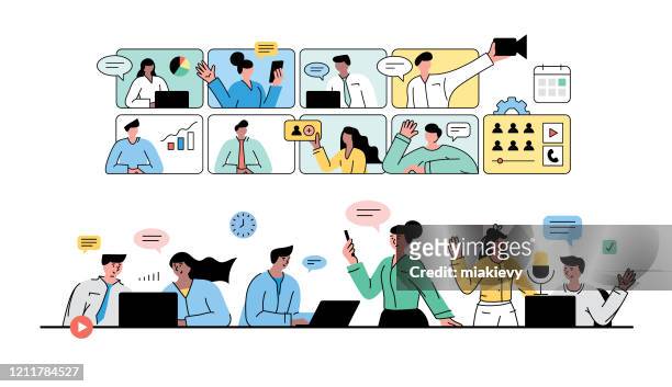 video business conference - business meeting stock illustrations