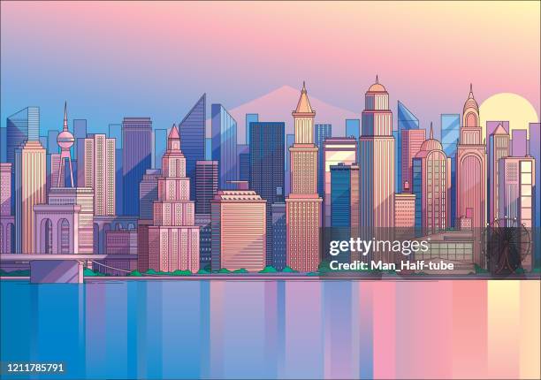 morning cityscape - city landscape stock illustrations