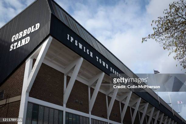 An exterior view of the stadium before Ipswich Town play Oxford United in a SkyBet League One fixture at Portman Road. Both teams were in contention...