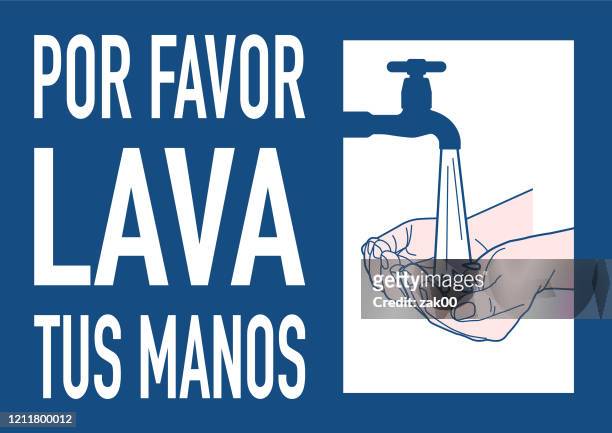 washing hands spanish - hand washing cartoon stock illustrations