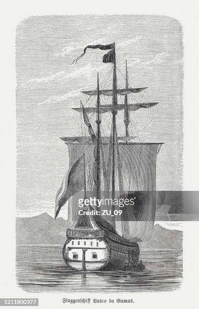 瓦斯科·達伽馬的旗艦（葡萄牙探險家，1469-1524 年），出版于 1888 年 - vasco da gama 幅插畫檔、美工圖案、卡通及圖標