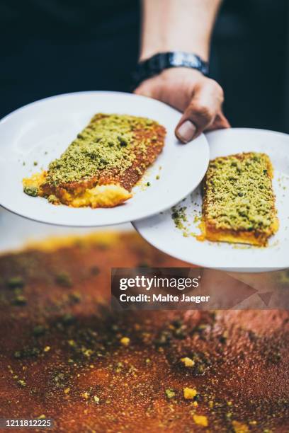 jerusalem eats sweets kunafah - kunafah stock pictures, royalty-free photos & images