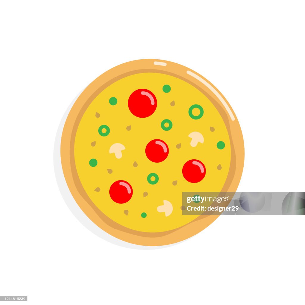 Pizza and Italian Food Icon Vector Design. Baked Pie Illustration Vector Design on White Background.
