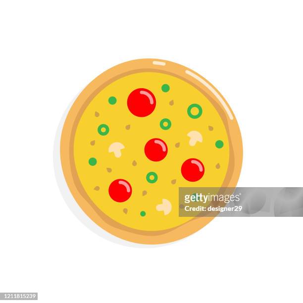 pizza and italian food icon vector design. baked pie illustration vector design on white background. - chicken pie stock illustrations