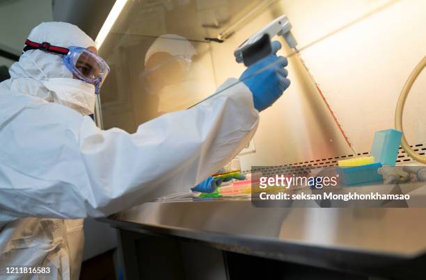 the scientist experimented in the laboratory - infectious disease stockfoto's en -beelden