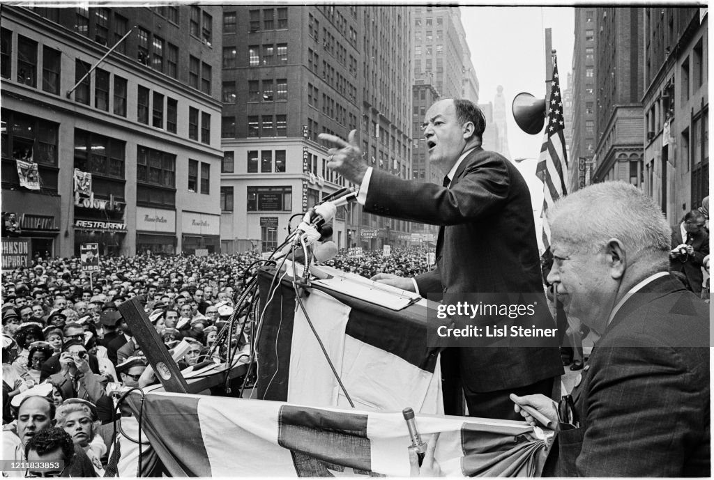 Humphrey Addresses Rally On 7th Avenue