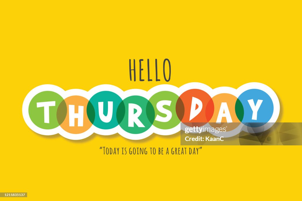 Hello! Thursday Rocks Hello Thursday Lettering Stock Illustration High-Res Vector Graphic ...