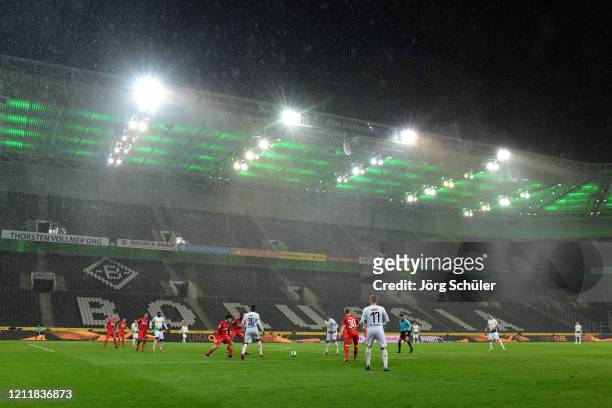 General view inside the stadium during the Bundesliga match between Borussia Moenchengladbach and 1. FC Koeln at Borussia-Park on March 11, 2020 in...