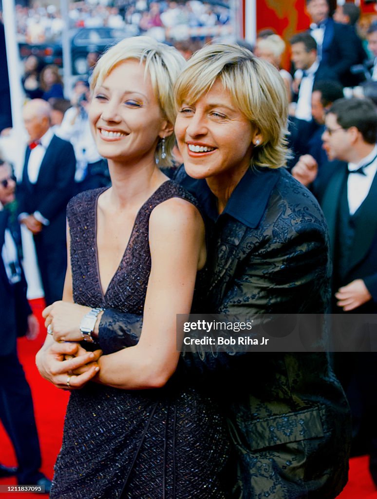 Ellen DeGeneres and Anne Heche Arrive Emmy Awards 1997