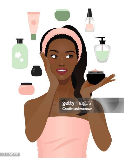 黑人女性和美容產品 - thick black woman 幅插畫檔、美工圖案、卡通及圖標