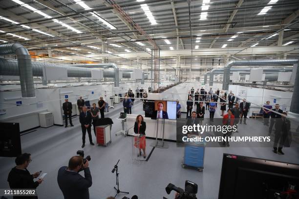 Dame Jackie Daniel, Chief Executive of Newcastle upon Tyne Hospitals NHS Foundation Trust , listens to Health and Social Care Secretary Matt Hancock...