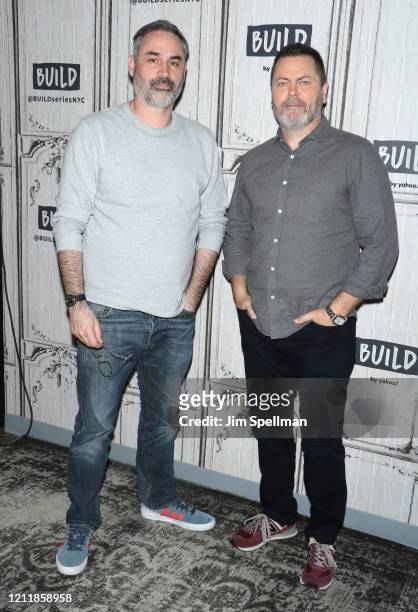 Filmmaker Alex Garland and actor Nick Offerman attend the Build Series to discuss "Devs" at Build Studio on March 11, 2020 in New York City.