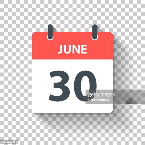 ilustraciones, imágenes clip art, dibujos animados e iconos de stock de 30 de junio - icono de calendario diario en estilo de diseño plano - junio