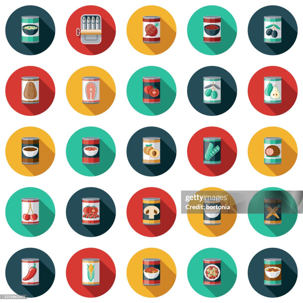 Canned Foods Icon Set