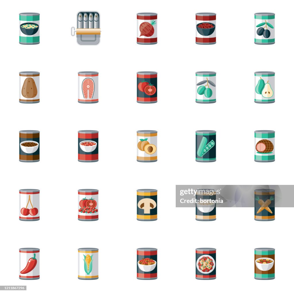 Canned Foods Icon Set