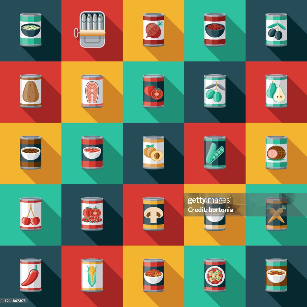 Canned Foods Icon Set