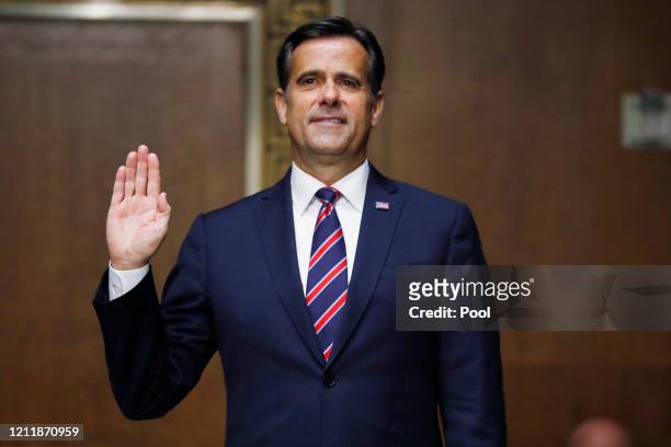 Rep. John Ratcliffe, , is sworn in before a Senate Intelligence Committee nomination hearing on Capitol Hill on May 5, 2020 in Washington, DC. The...