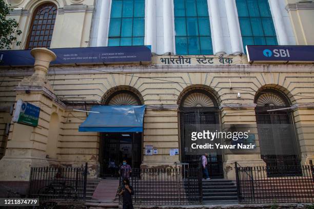 General view of a deserted State Bank Of India Bank building, as India remains under an unprecedented extended lockdown over the highly contagious...