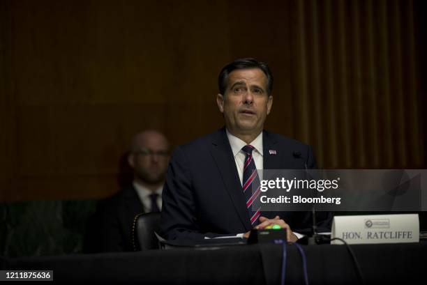 Representative John Ratcliffe, a Republican from Texas, speaks during a Senate Intelligence Committee confirmation hearing in Washington, D.C., U.S.,...