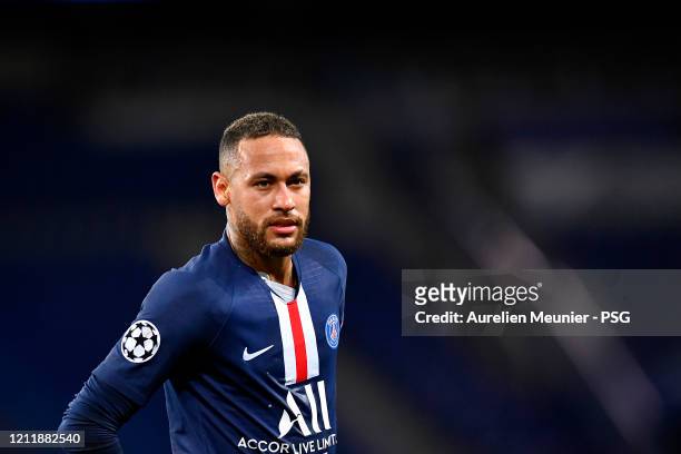 Neymar Jr of Paris Saint-Germain looks on during the UEFA Champions League round of 16 second leg match between Paris Saint-Germain and Borussia...