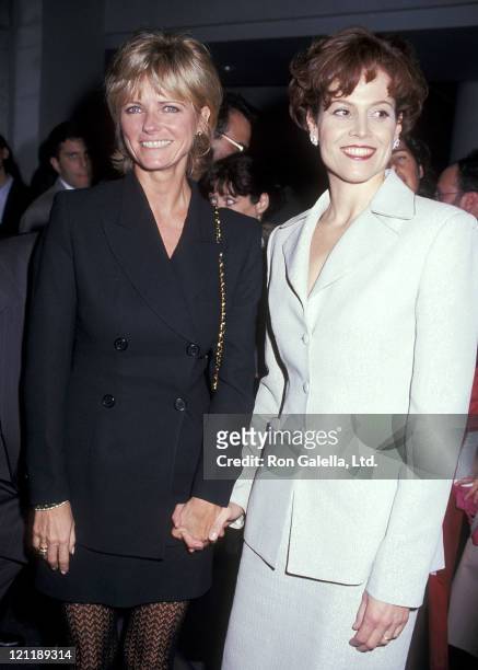 Model Cheryl Tiegs and actress Sigourney Weaver attend the "Death and the Maiden" New York City Premiere on December 5, 1994 at Sony Theatres Lincoln...