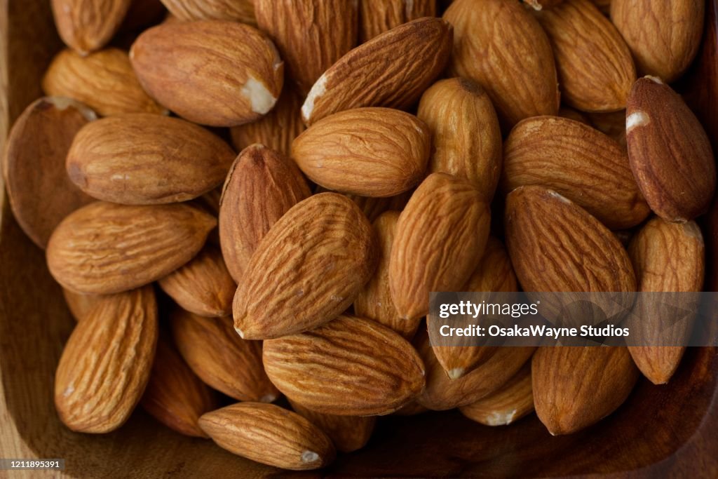 Almonds in a Wooden Bowl