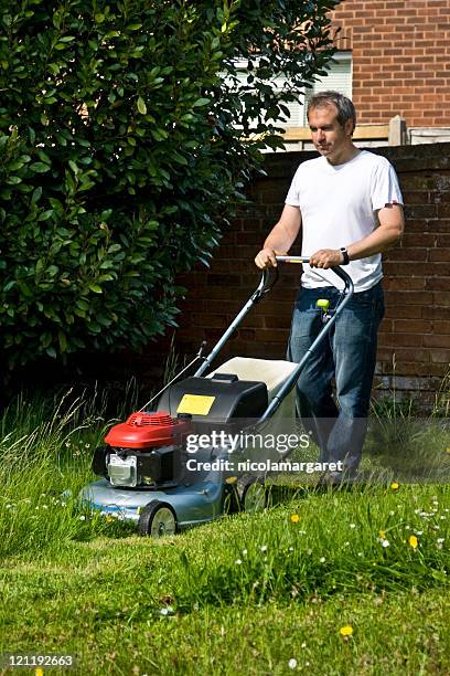 cutting the grass - mowing stock pictures, royalty-free photos & images