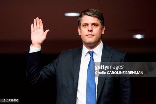 Justin Reed Walker swears in before testifying before a Senate Judiciary Committee hearing on his nomination to be United States Circuit Judge for...