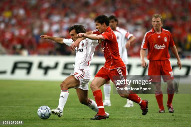 Andrea PIRLO of Milan AC and Xabi ALONSO of Liverpool during the Champions League Final match AC Milan and Liverpool at Spiros Louis Olympic Stadium,...