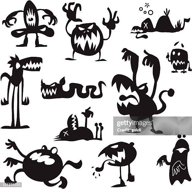 illustrations, cliparts, dessins animés et icônes de boogie monsters - langue-des-animaux