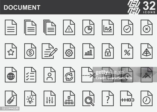 document line icons - reading contract stock illustrations