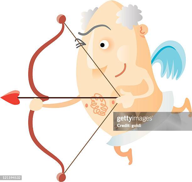 cupid - old man pointing stock illustrations