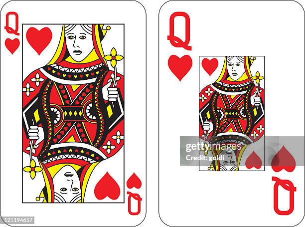 herzdame - spielkarte dame stock-grafiken, -clipart, -cartoons und -symbole