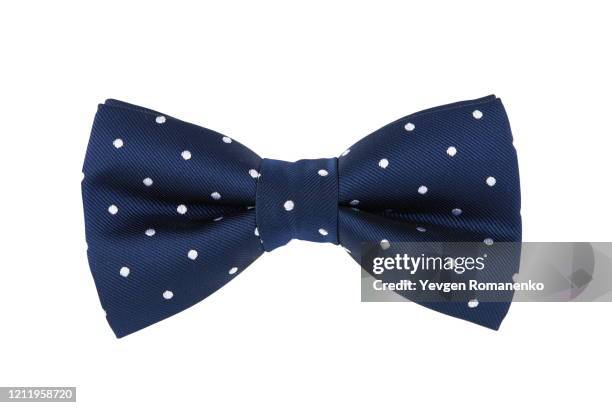 blue bow tie isolated on white background - 蝶ネクタイ ストックフォトと画像