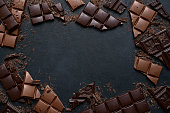 Slices of dark and milk chocolate