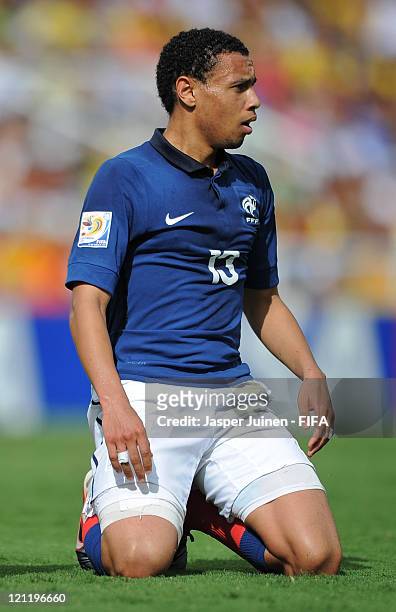 Francis Coquelin of France reacts during the FIFA U-20 World Cup Colombia 2011 quarter final match between France and Nigeria on August 14, 2011 in...