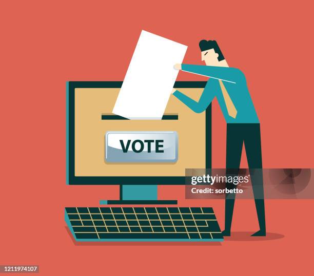 bildbanksillustrationer, clip art samt tecknat material och ikoner med online röstning - desktop - ballot box