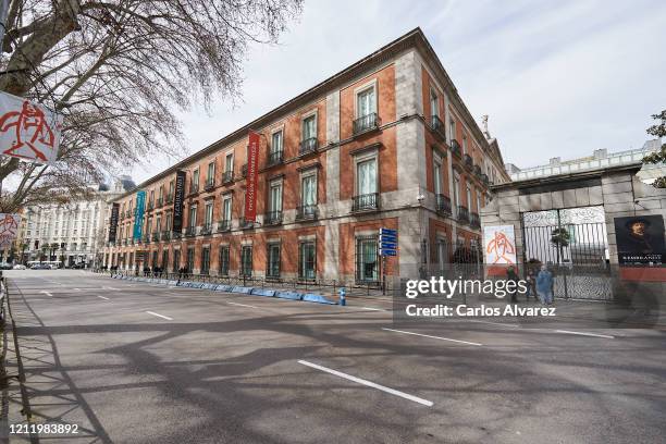 General view of the Thyssen-Bornemisza Museum and Paseo del Prado without on March 12, 2020 in Madrid, Spain. Many theatre plays and concerts have...