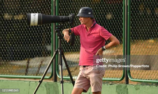 Gareth Copley, a staff photographer with Getty Images looks on during the match between a Sri Lanka Board President's XI and England at P Sara Oval...