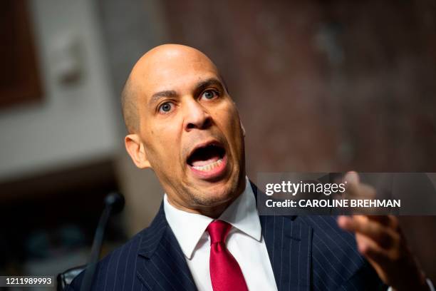 Senator Cory Booker speaks during a Senate Judiciary Committee nomination hearing for Justin Reed Walker to be US Circuit Judge for the District of...