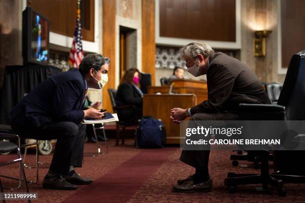 Senator John Kennedy speaks with a staff member during a Senate Judiciary Committee nomination hearing for Justin Reed Walker to be US Circuit Judge...