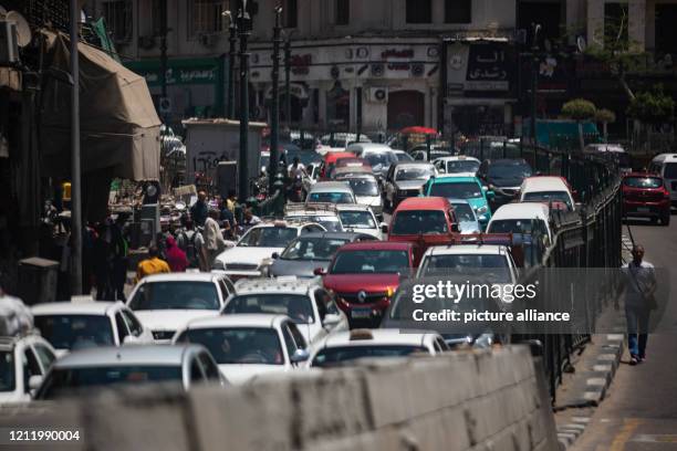 May 2020, Egypt, Cairo: A view of a traffic jam along al-Azhar street in old Islamic Cairo. Despite the rising fears of the Coronavirus pandemic and...