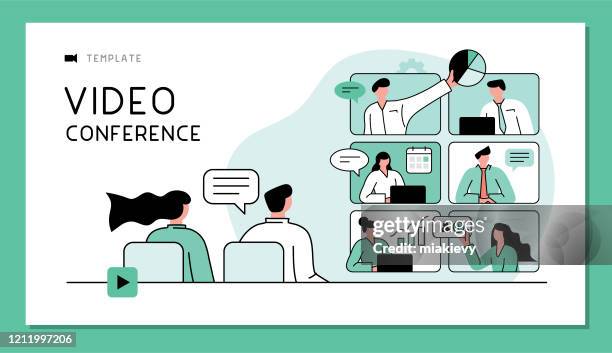 stockillustraties, clipart, cartoons en iconen met zakelijke videoconferenties - projection equipment